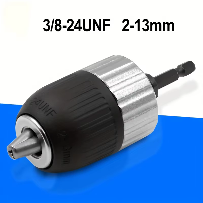 Mandrin de perceuse sans clé polyvalent 2-13mm 3/8-24UNF, mandrin de pilote d'impact robuste, adapta