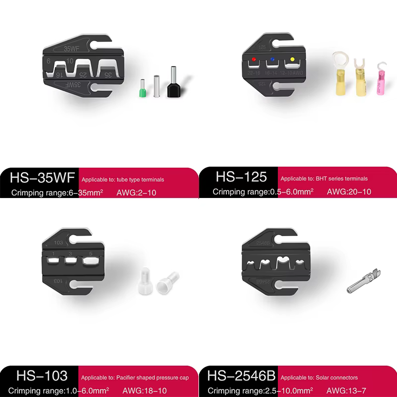 HS Pince à sertir mâchoire 9 pouces pour insert à ressort, pré-isolée, étanche, type tube, mâchoire 