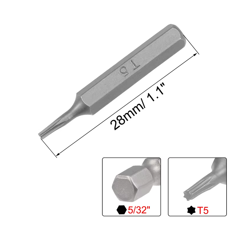 Tournevis Torx T2 T5 T6 T8, embouts Torx 5/32 pouces, tige hexagonale, Kit d'embouts de tournevis à 
