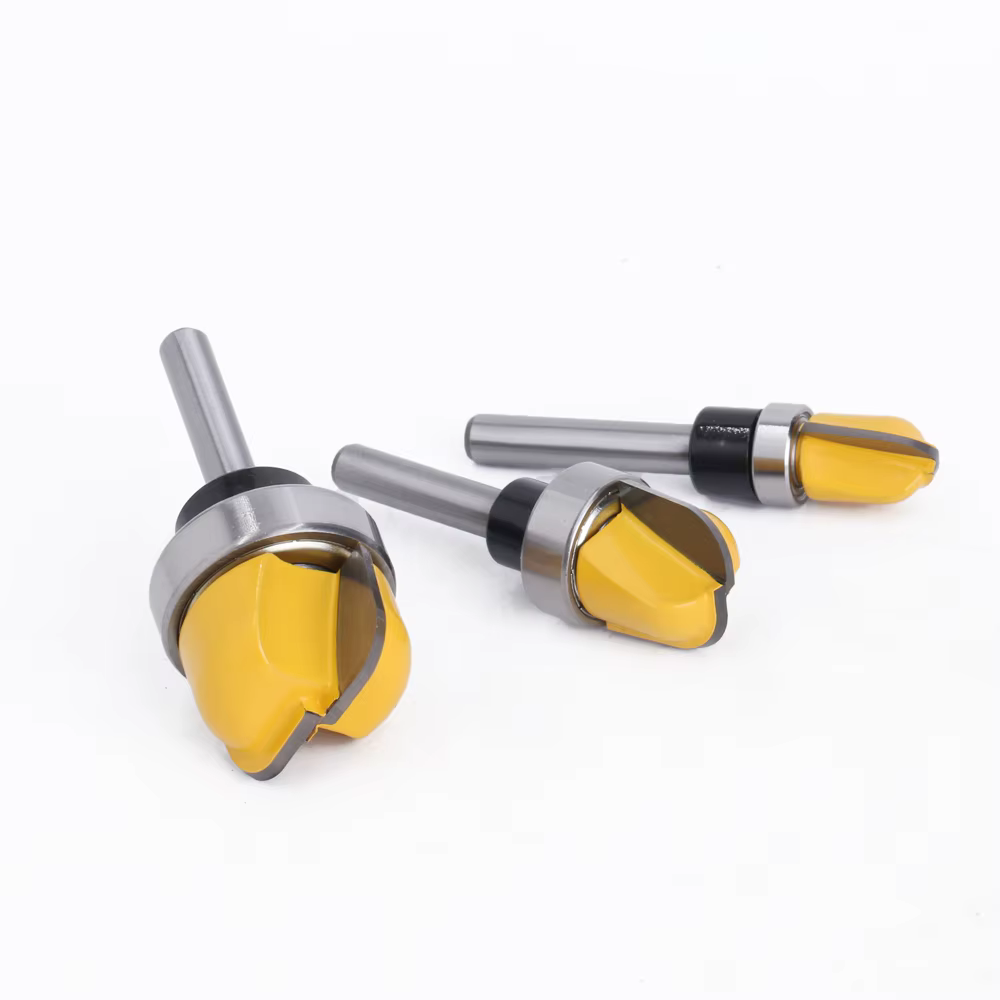 LAVIE 6mm 6.35mm tige 1-1/8 3/4 pouces de diamètre bol plateau routeur peu nez rond fraise avec roul