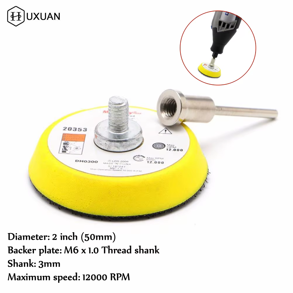 Disque de ponçage à grain mixte, plaque de support, tampon de polissage, tige de 3mm, 2 po