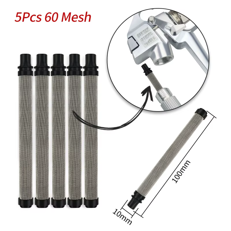 Lot de 5 filtres pour pistolet de peinture airless, mailles 30-200, réduit le colmatage de la buse,