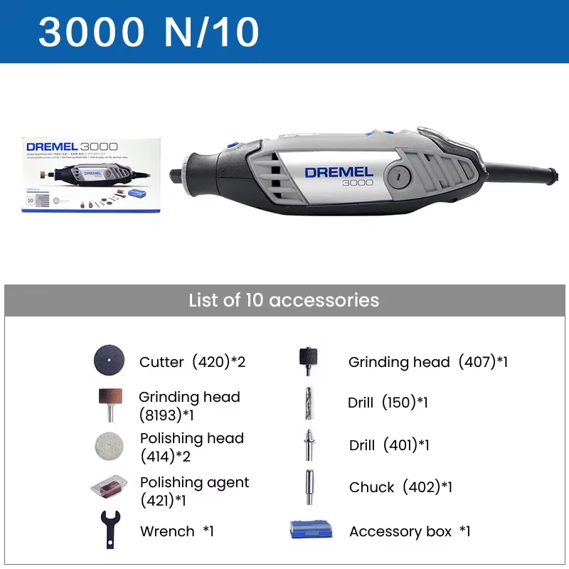 Dremel-Mini meuleuse électrique 3000 avec kit d'accessoires professionnels, ponceuse à distance, out