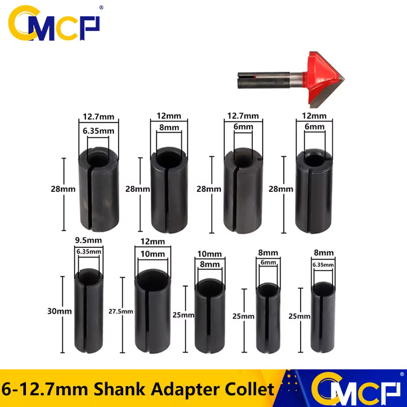 Pince d'adaptateur de tige 6mm 6.35mm 8mm 9.5mm 10mm 12mm 12.7mm, porte-outil de routeur, pince de m