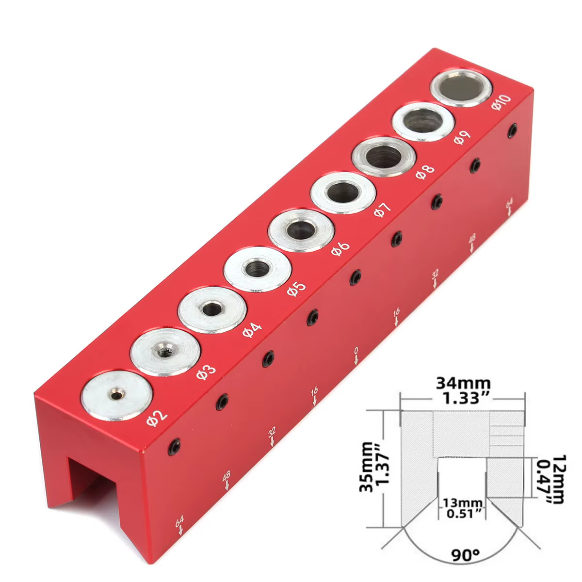 Gabarit de chevilles de trous de poche verticaux pour le travail du bois, 2/3/4/5/6/7/8/9/10mm, Guid