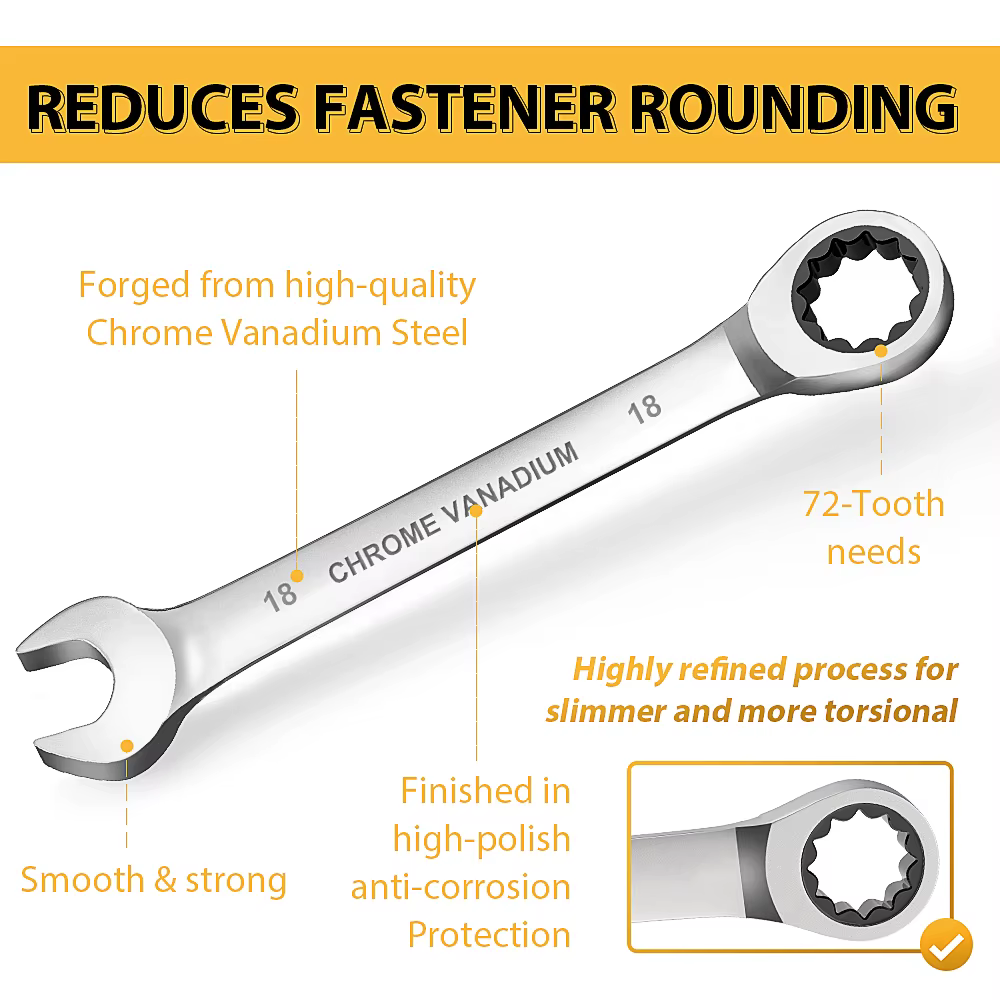 WOZOVP Partners-Ensemble de cliquet de tête, Meacceler6-19mm, 72 dents, Cr-V mètre ted