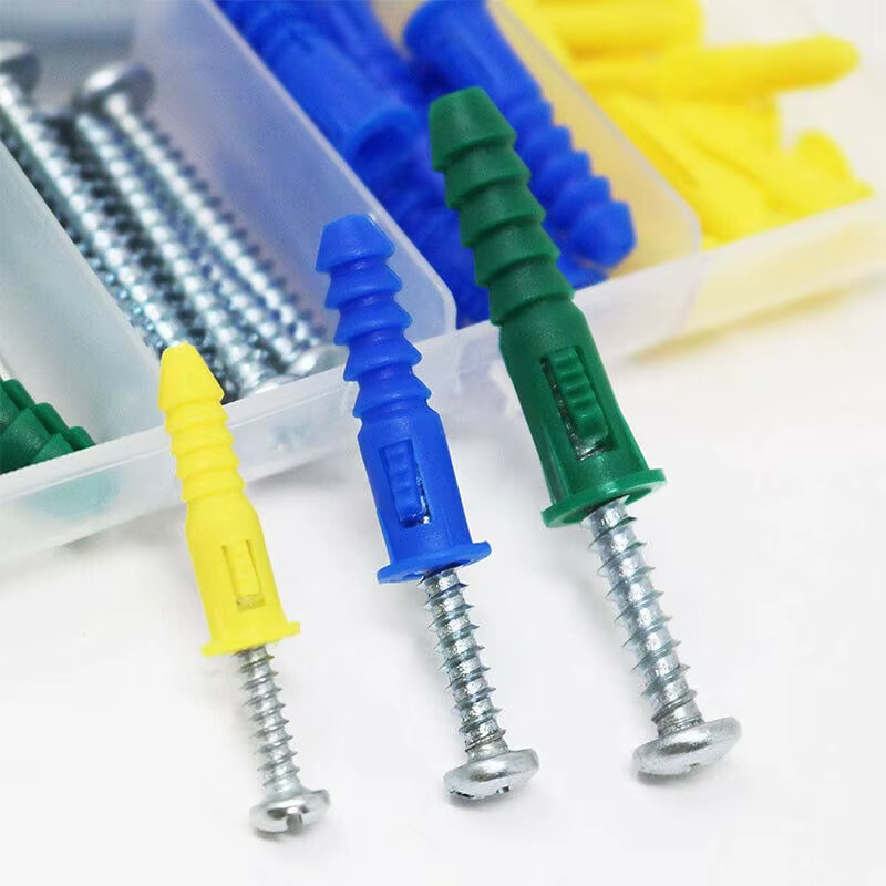 Ancrages muraux et cloisons sèches nervurées auto-perceuses en plastique avec Kit de vis, colonne de