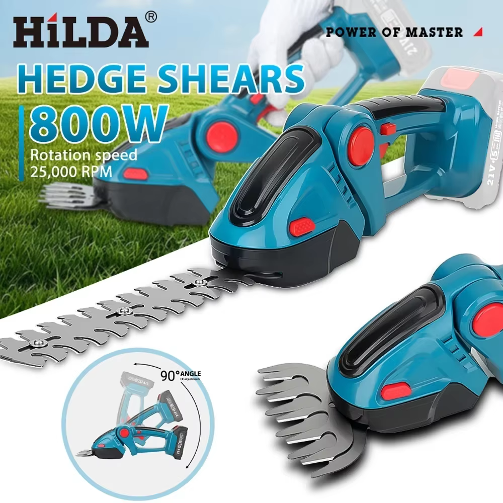 HILDA 2 IN1 taille-haie électrique sans fil portable désherbage taille cisaille tondeuse à arbustes 