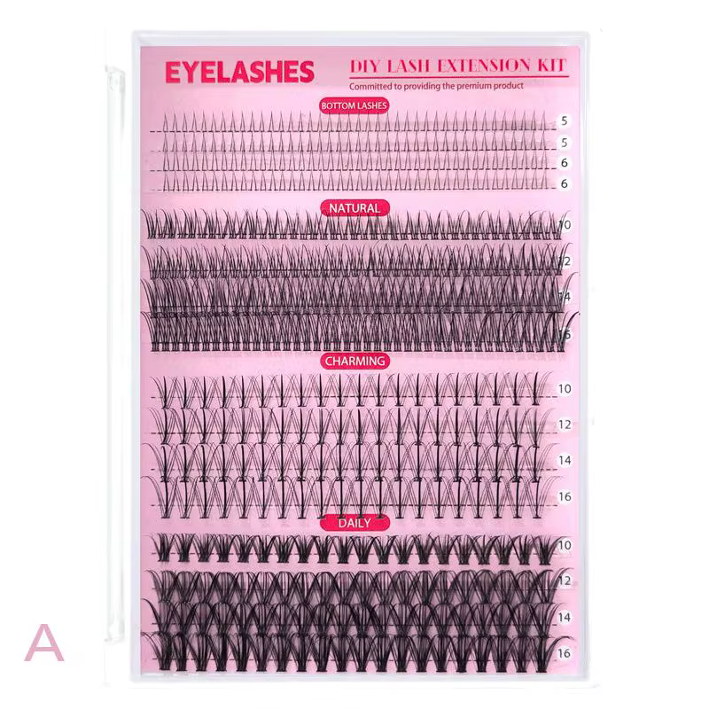 Kit d'extension de cils DIY - Clusters mixtes imperméables avec pinces à coller, cils épais, ensembl