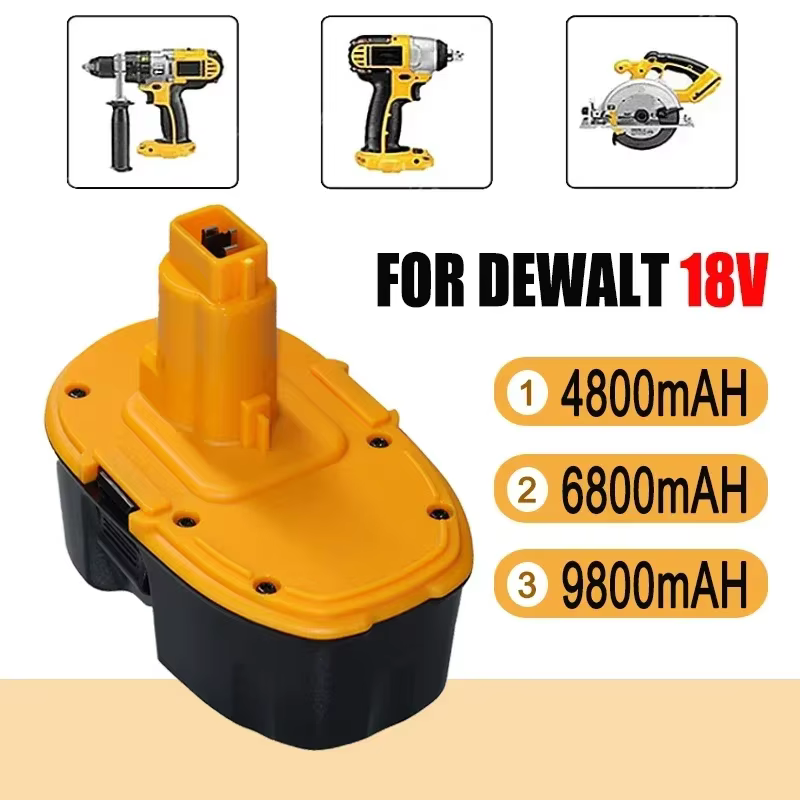 Batterie de remplacement pour perceuse sans fil, 18V, 4800 mAh, 6800 mAh, batterie Ni-MH pour Dewalt
