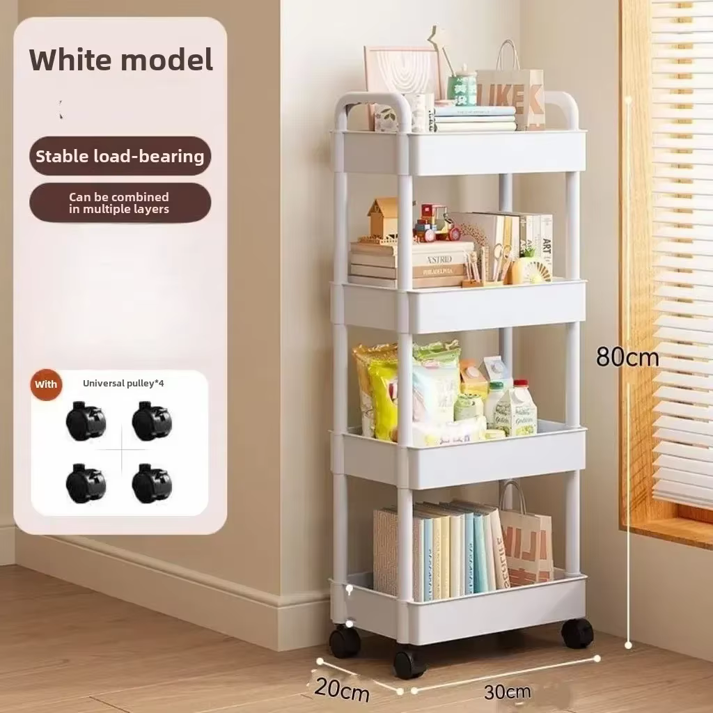 Chariot de rangement à étagères ouvertes, organisateur multifonctionnel, présentoir de livres, décor