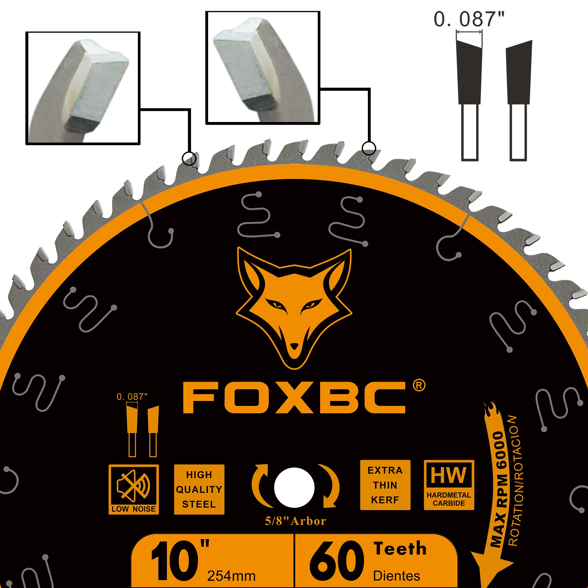 FOXBC 254mm lame de scie de table 60 dents ATB mince Kerf finition Fine Crosscut 1 pièces