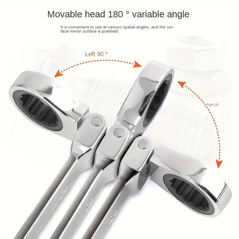 Clé à cliquet multifonctionnelle de 10 mm avec couple réglable et tête mobile - Acier au chrome vanadium ultra durable