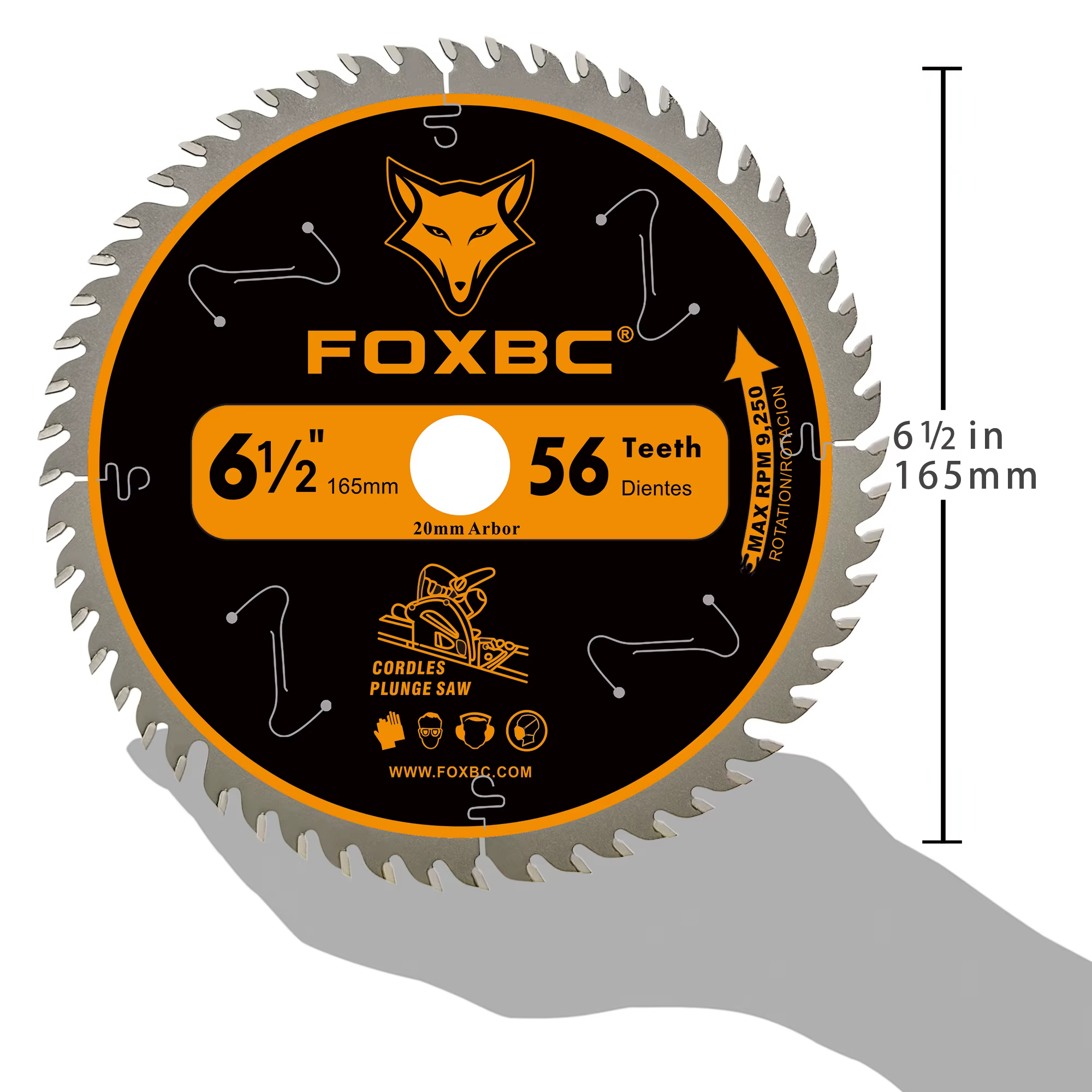 FOXBC 165mm lame de scie sur chenilles à pointe carbure 20mm pour Makita B-07353 Wen CT1065 remplacement