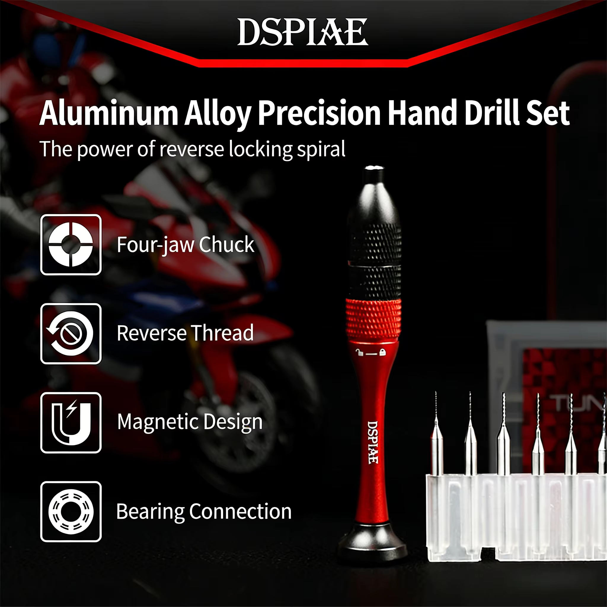 DSPIAE – ensemble de perceuses manuelles en alliage d'aluminium