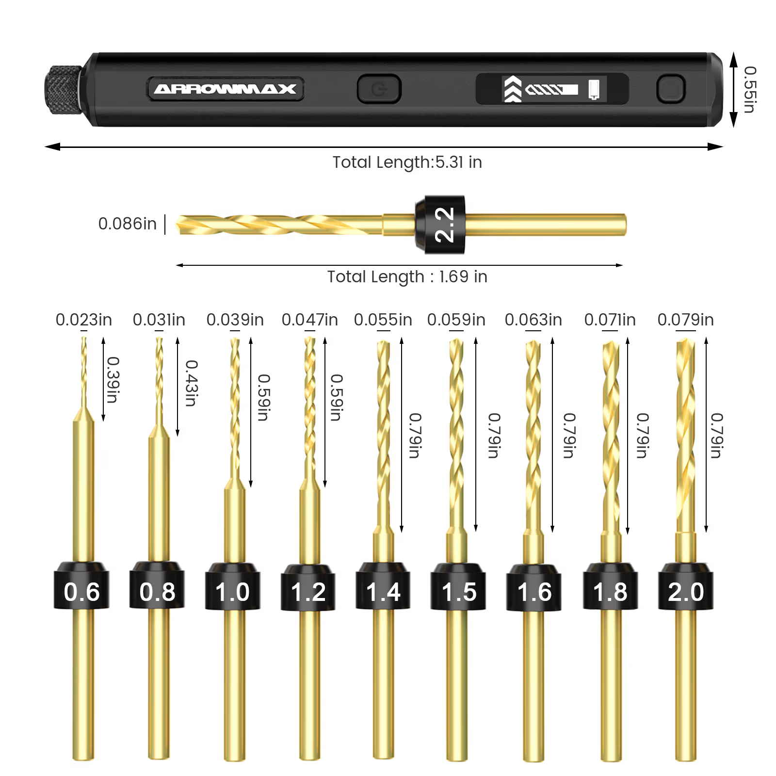 ARROWMAX Mini perceuse de précision sans fil