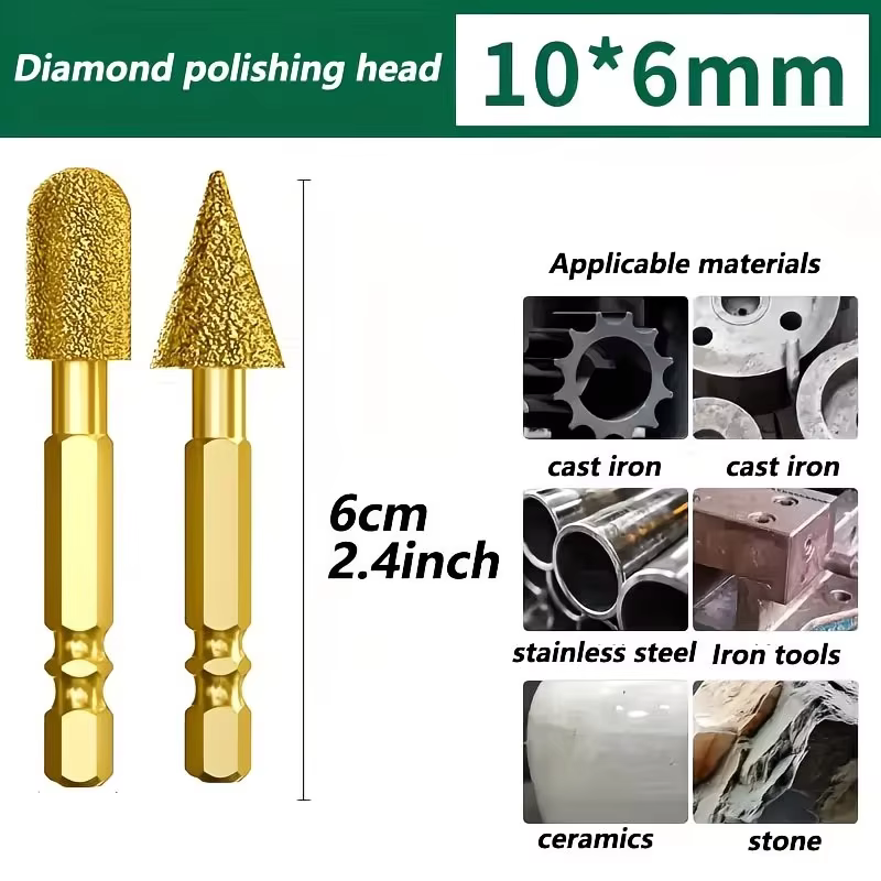 Lot de 3 têtes de meulage diamantées