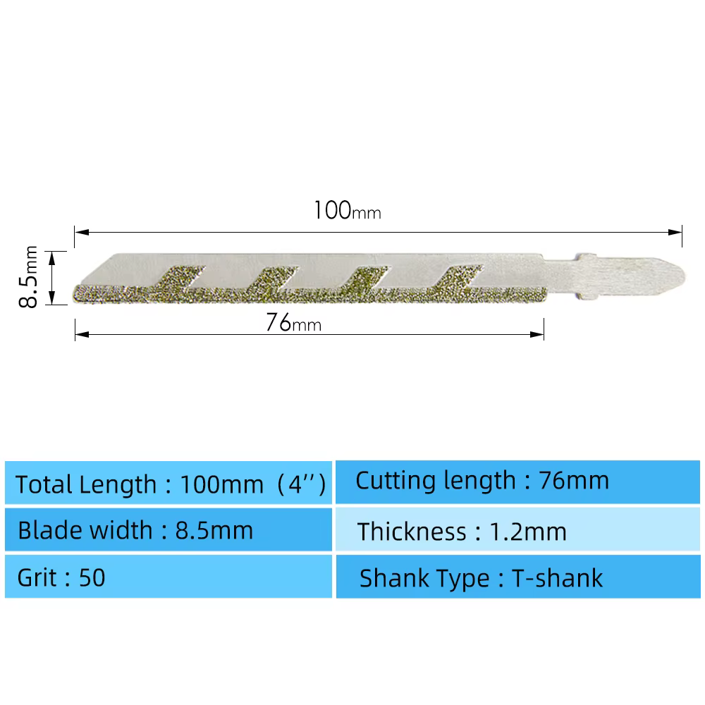 TASP Lot de 5 lames de scie sauteuse à tige en T de 100 mm (4 po) avec revêtement diamanté pour la maçonnerie