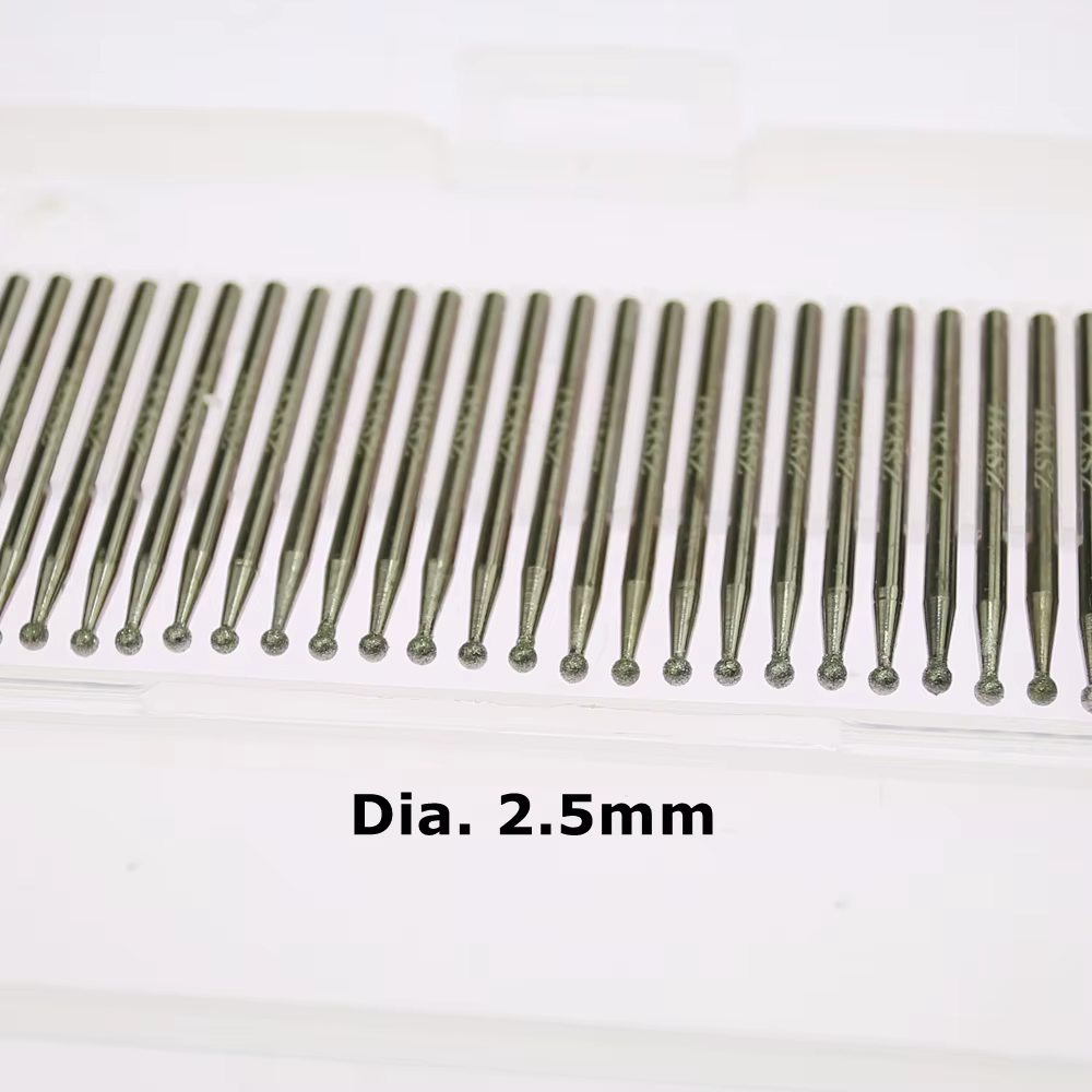 30 pièces/boîte Dia. Outils rotatifs de forage de tête de meulage de pointe montée en forme de boule de 2-4mm
