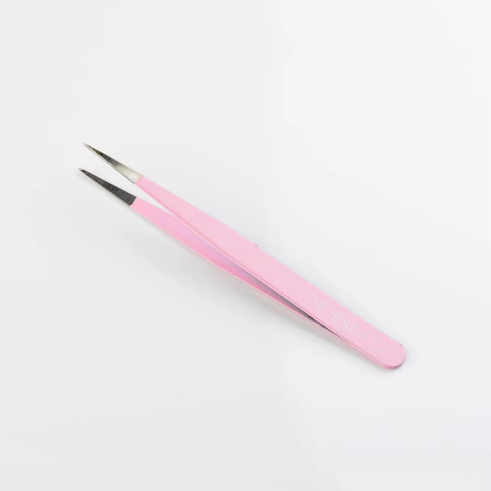 Pincettes en acier inoxydable pour Extension de cils, courbées, droites, Non magnétiques, outils de maquillage, vente en gros, 1 pièce
