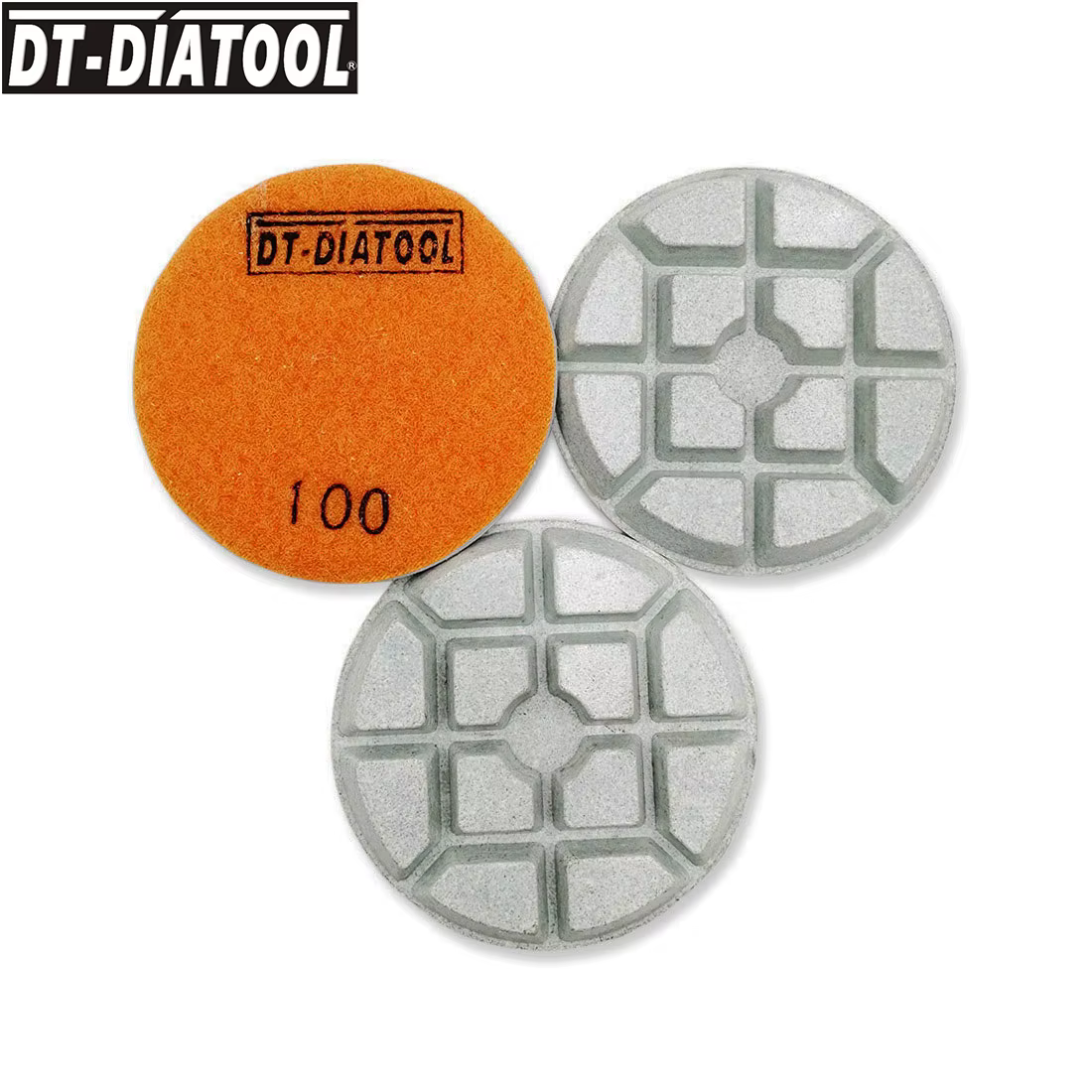 DIATOOL Ensemble de 3 tampons de polissage diamantés pour béton