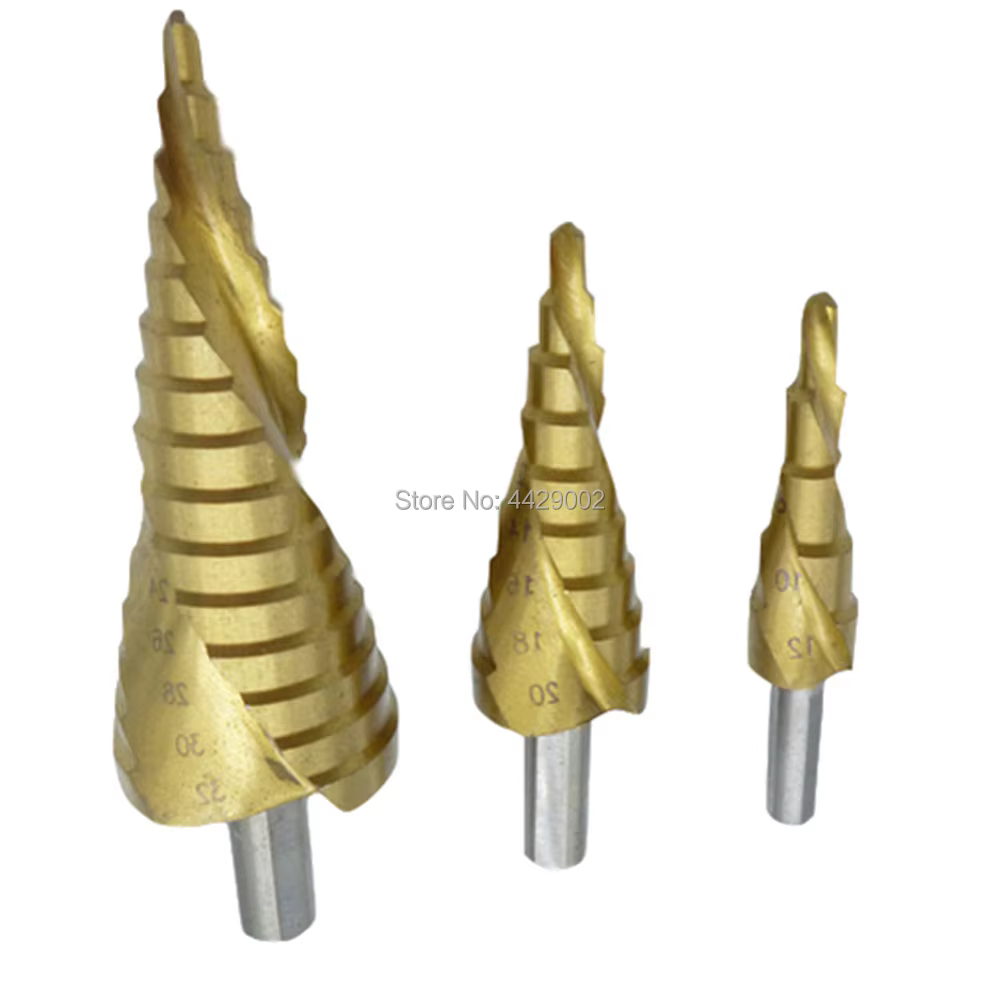 Lot de 3 forets étagés HSS à rainures spirales