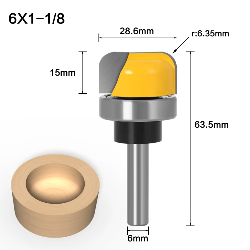 Mèche de toupie à bol et escalier de diamètre 3/4 "1-1/8"