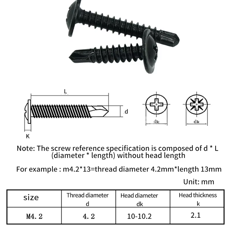 Vis autoperceuses M4.2 noires