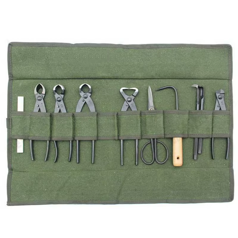Boîte à outils de jardinage, paquet de rangement de bonsaï vert armée, sac en rouleau, outil de réparation de jardin, pinces, ciseaux, sacs de rangement d'outils en toile 60x43cm