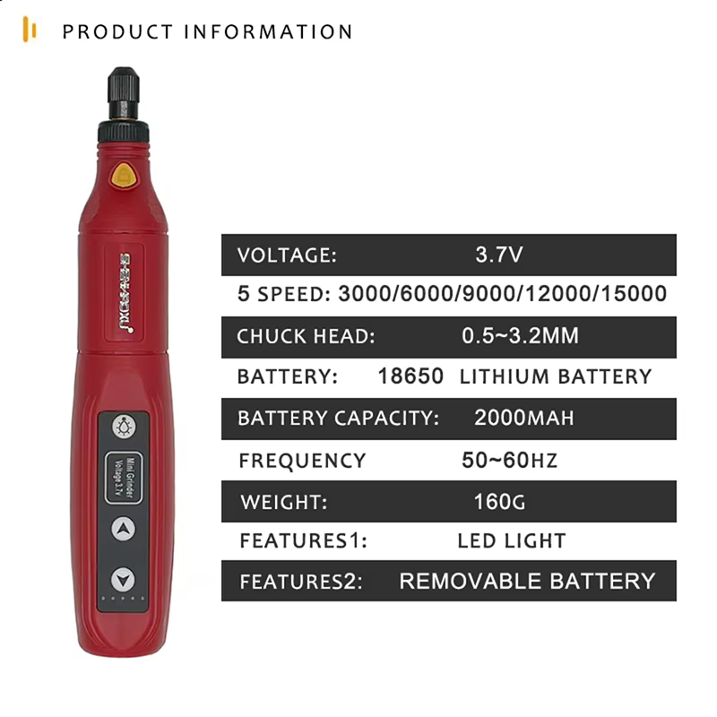 Perceuse sans fil Mini meuleuse batterie amovible Rechargeable gravure LED Variable 5 vitesses outil rotatif Dremel