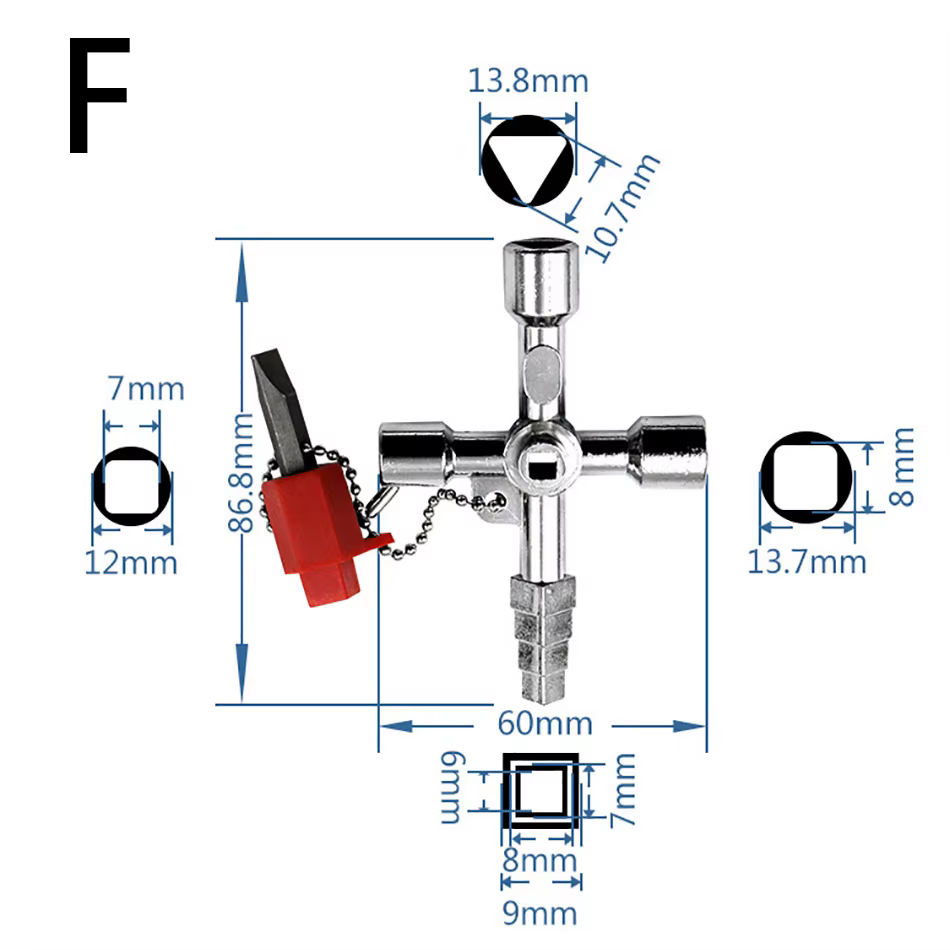 Clé multifonction 4 voies clés de plombier universelles Triangle pour armoires de compteurs électriques à gaz radiateurs de purge