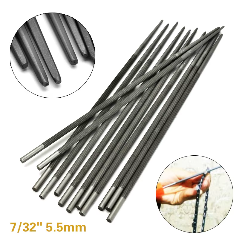 6 pièces 7/32 ''5.5mm lime de tronçonneuse ronde pour affûter des chaînes