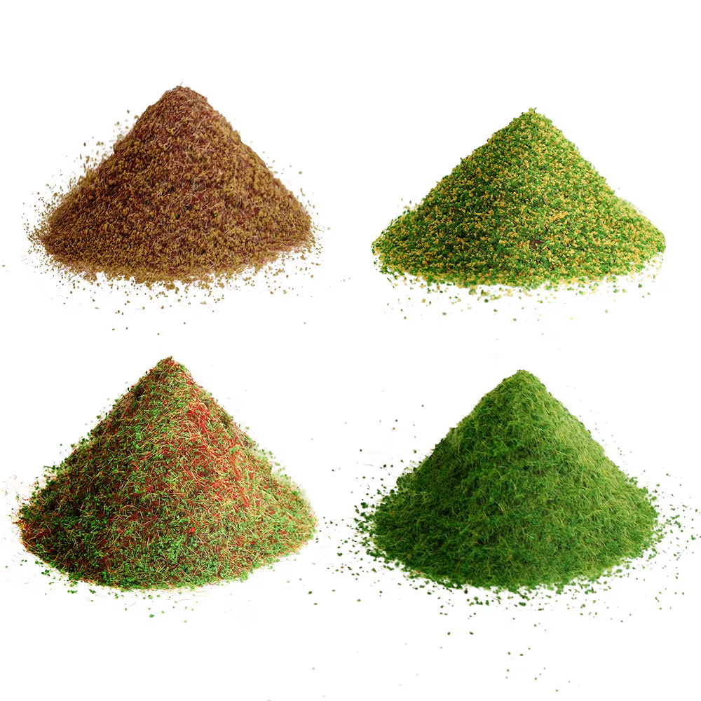 Poudre de gazon statique 10G pour la simulation de terrains, la simulation de feuillage au sol, les accessoires de diorama pour modèles ferroviaires, de trains, de jeux de guerre et de paysages