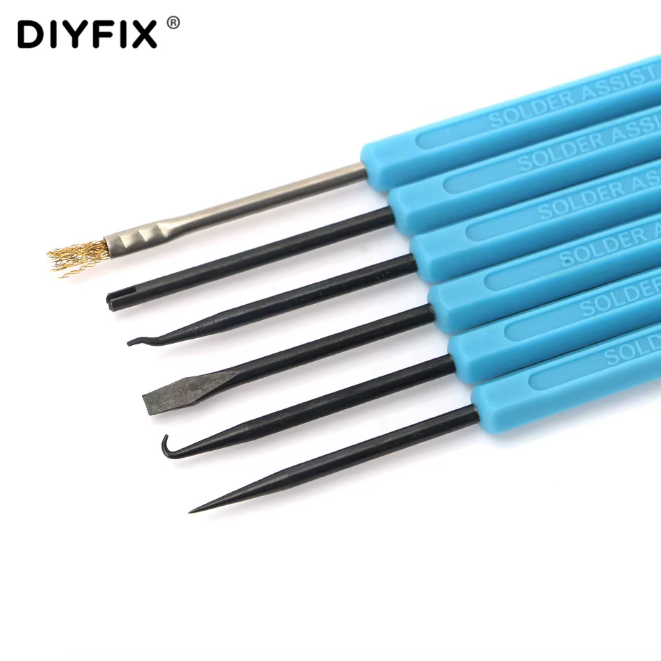 DIYFIX 6 en 1 acier soudure assistance BGA PCB ensemble d'outils de réparation précision composants électroniques soudage meulage nettoyage outils à main