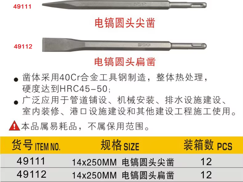 BESTIR taiwan outil marteau électrique ciseau bits outils de forage pointeur hexagonal/tige ronde plate/outils de plomberie à tige plate