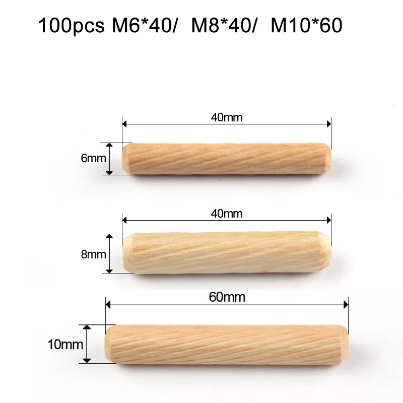 Lot de 50 goujons ronds en bois 6*40mm 8*40mm pour le bricolage de meubles et la menuiserie - Guide de perçage