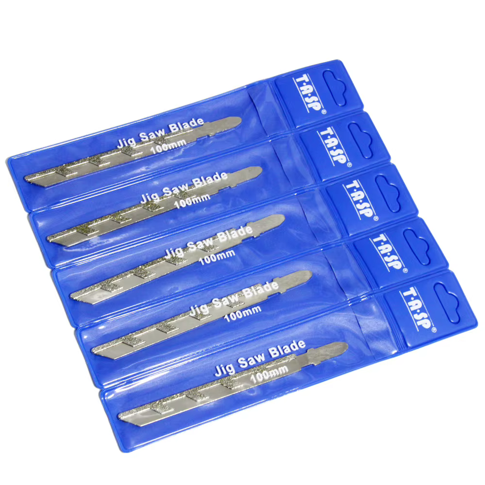 TASP Lot de 5 lames de scie sauteuse à tige en T de 100 mm (4 po) avec revêtement diamanté pour la maçonnerie