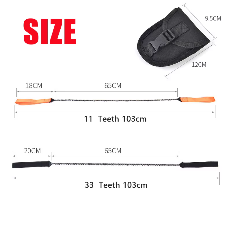 11/33 dents Portable survie scie à chaîne tronçonneuses d'urgence Camping randonnée poche