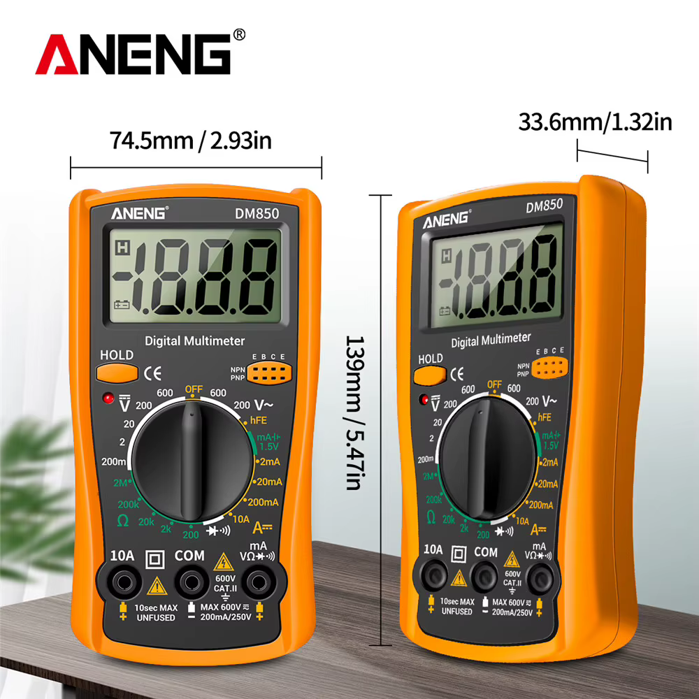 Multimètre professionnel ANENG DM850 compteur de tension AC/DC courant continu rétention de données Ohm outils de test