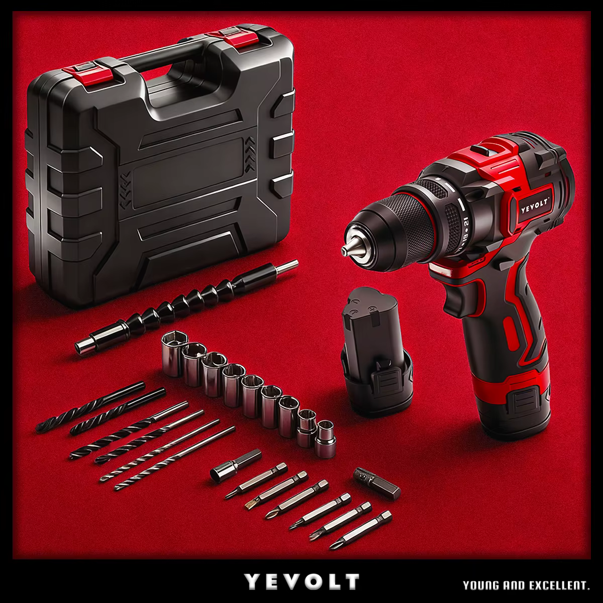 YEVOLT 12V perceuse électrique sans fil sans brosse
