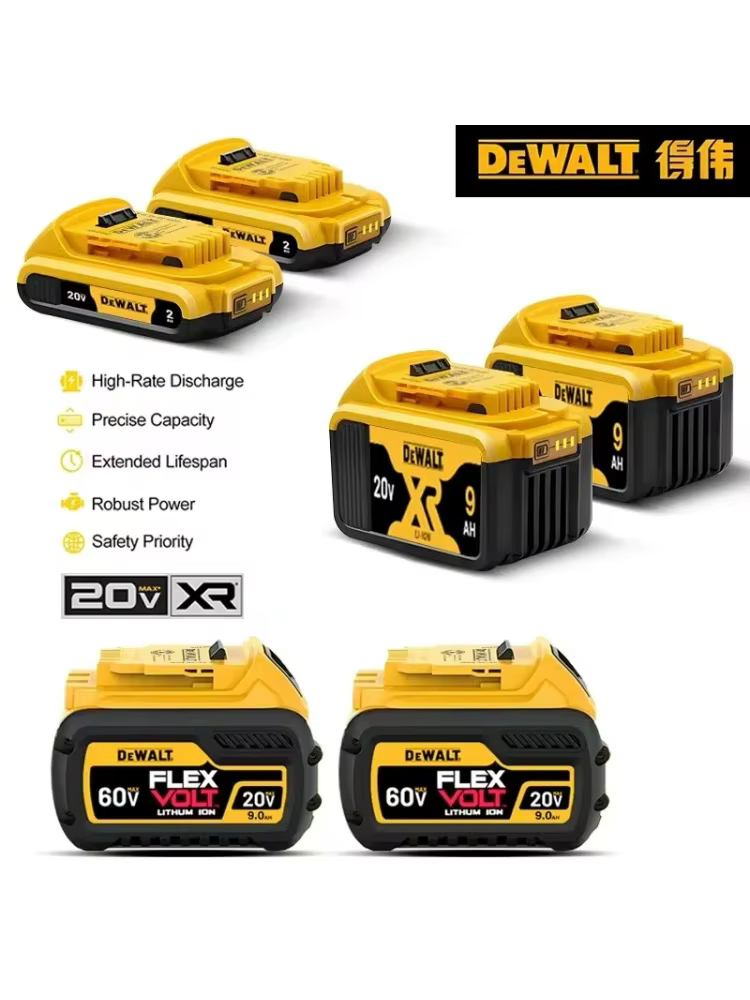 Batterie d'origine DeWALT 20V/60V 6Ah 9Ah MAX FlexVolt pour outil électrique DCB606 DCB205 DCB206 DCB209 DCB182