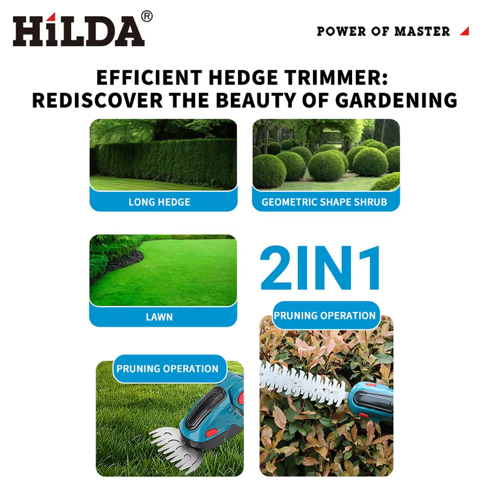 HILDA 2 IN1 taille-haie électrique sans fil portable désherbage taille cisaille tondeuse à arbustes outil de jardin pour Makita 18V batterie