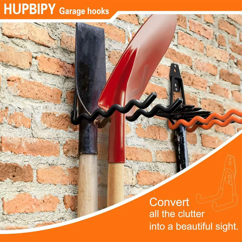Crochets de rangement muraux robustes pour garage - Organisateur d'outils suspendus pour outils de jardin - Solution d'optimisation de l'espace