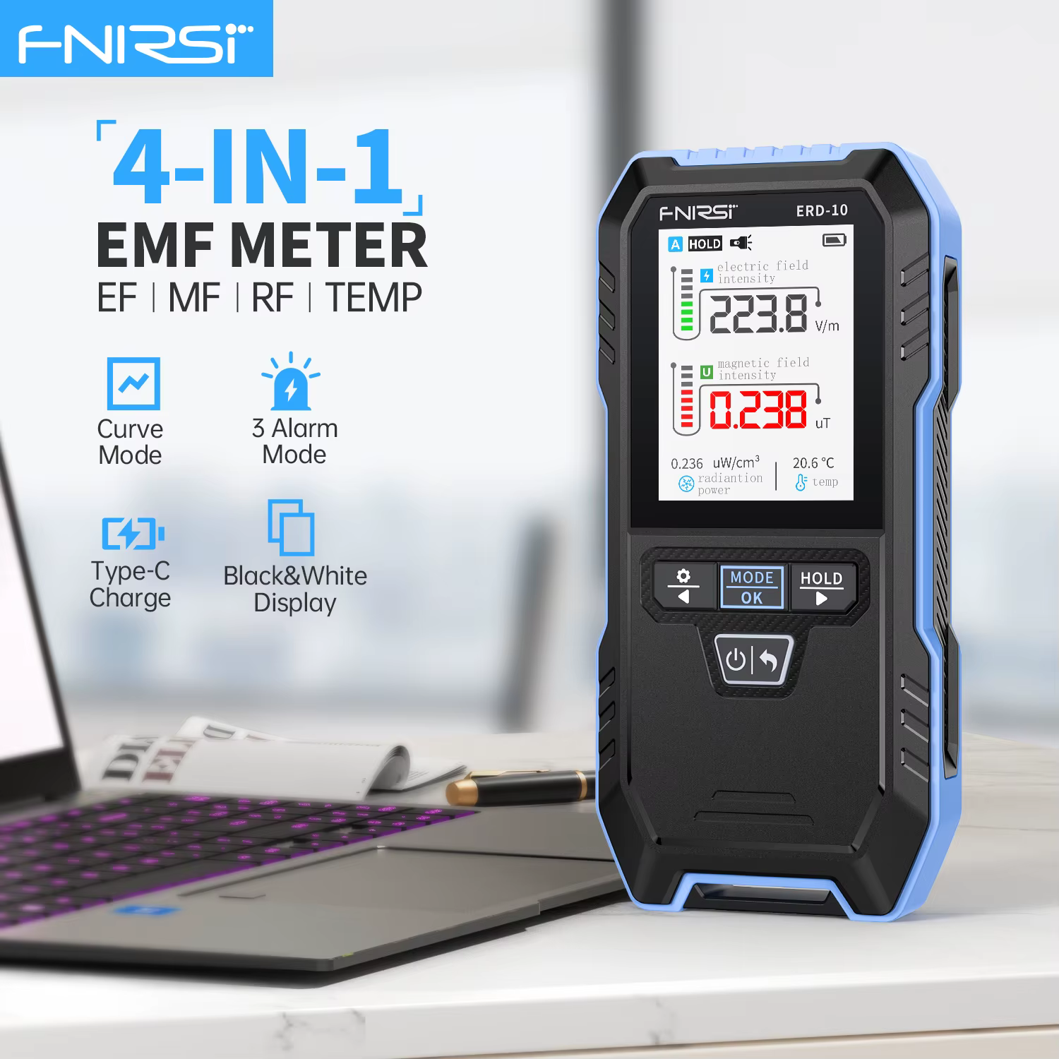 Détecteur de sécurité sur site multifonction FNIRSI ERD-10 – Idéal pour le bureau à domicile