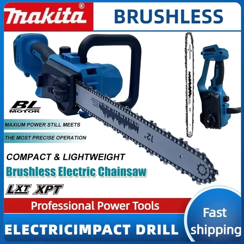 Makita tronçonneuse sans brosse 12 pouces avec huileur automatique scie électrique sans fil pour la coupe d'arbres