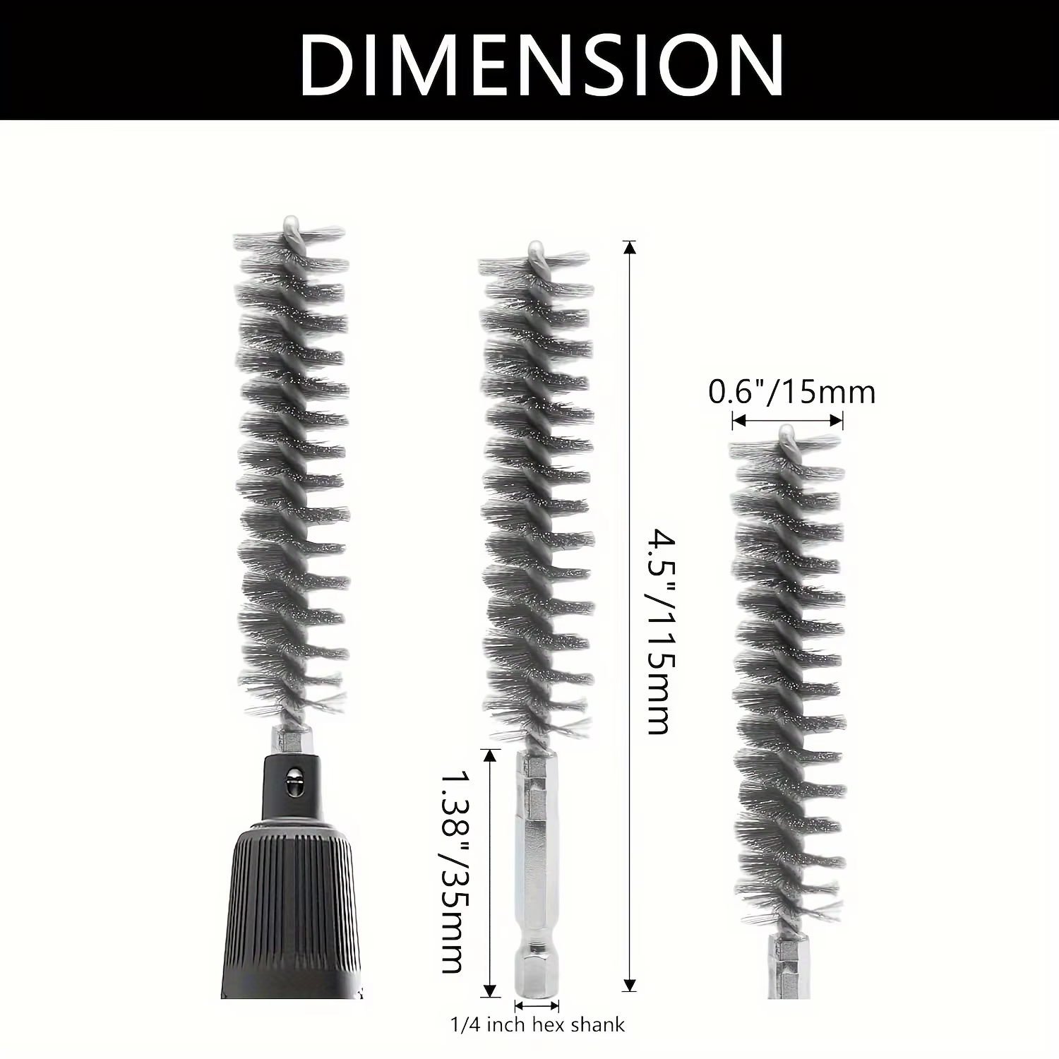 Brosse métallique en acier à tige hexagonale