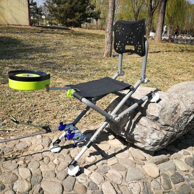 Chaise de pêche multifonctionnelle avec dossier réglable, chaise de pêche à quatre pieds, chaise de pêche en alliage d'aluminium, tabouret de pêche pliable.