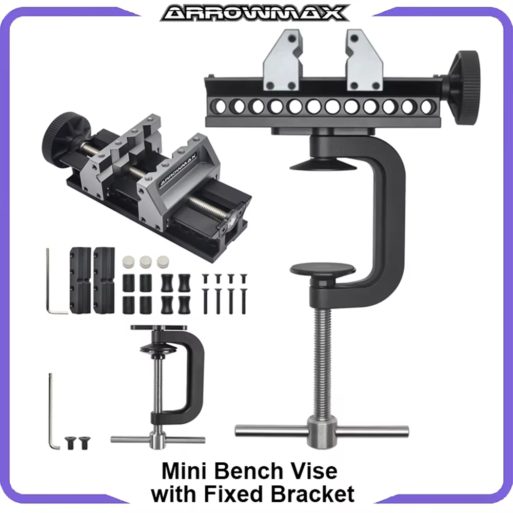 Étau de banc double extrémité ARROWMAX avec support fixe pour perceuses – Série Mini