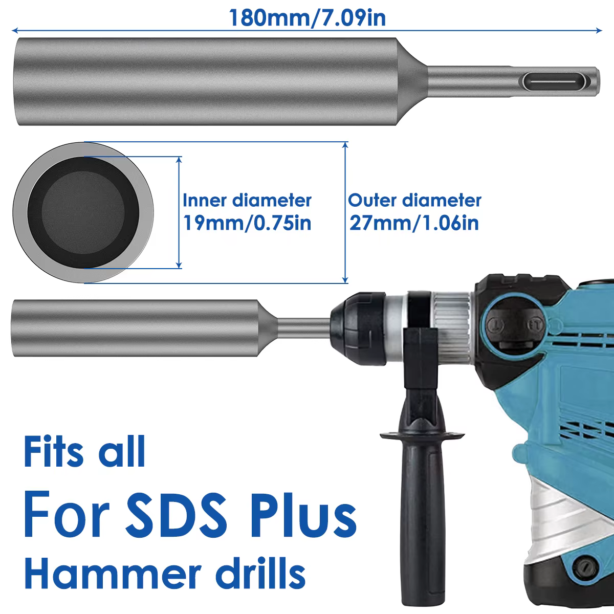 SDS Plus Bits pilote de tige de terre 19/21/25/29/35mm embouts adaptateur