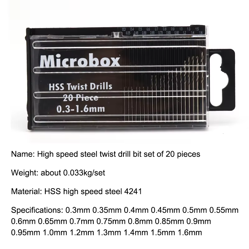 Kit d'outils de micro perçage pour le travail du bois et les circuits imprimés en PVC – Mini perceuse hélicoïdale de 20/25 pièces de 0,3-1,6 mm/0,5-3,0 mm